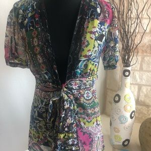 CAbi Style 543 Kimono Tie Front Sheer   Size S